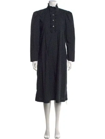 Pre-owned Clare V Polka Dot Print Midi Length Dress In Black
