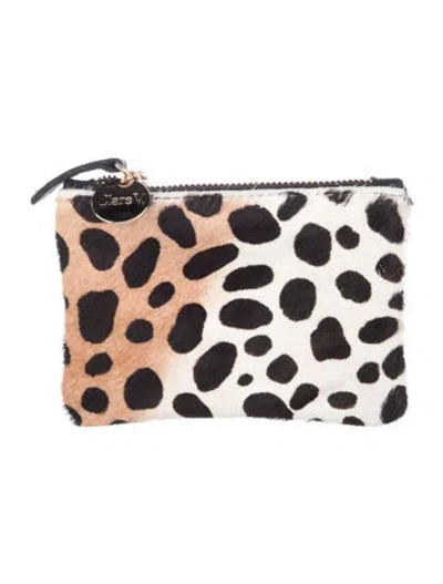 Pre-owned Clare V Ponyhair Animal Print Pouch In Brown