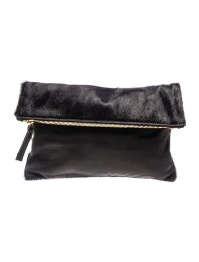 Pre-owned Clare V Ponyhair Clutch In Black