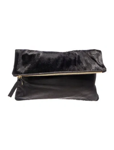 Pre-owned Clare V Ponyhair Clutch In Black
