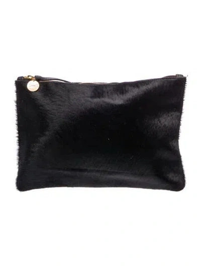 Pre-owned Clare V Ponyhair Clutch In Black
