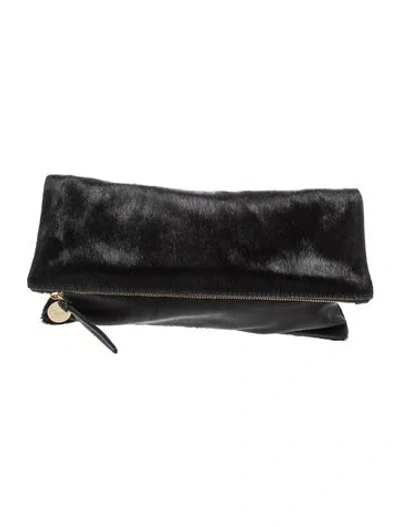 Pre-owned Clare V Ponyhair Clutch In Black