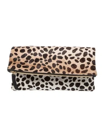 Pre-owned Clare V Ponyhair Clutch In Black/neutrals