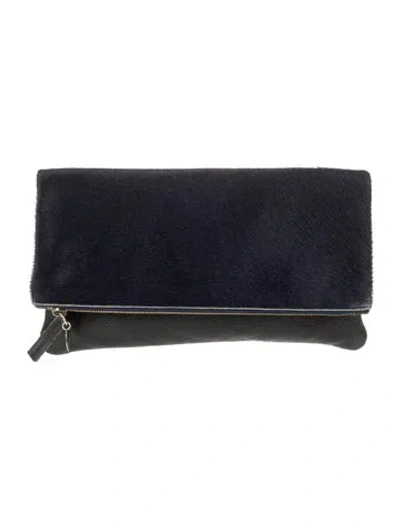 Pre-owned Clare V Ponyhair Clutch In Blue