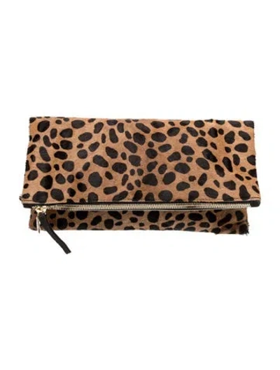 Pre-owned Clare V Ponyhair Clutch In Brown