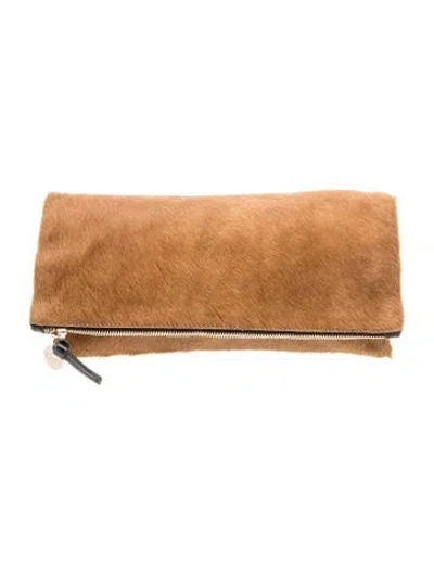 Pre-owned Clare V Ponyhair Clutch In Brown