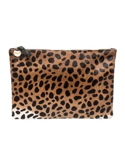 Pre-owned Clare V Ponyhair Clutch In Brown