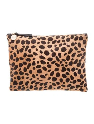 Pre-owned Clare V Ponyhair Clutch In Brown