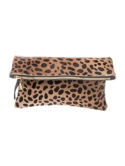 Pre-owned Clare V Ponyhair Clutch In Brown