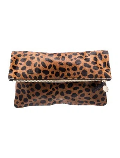 Pre-owned Clare V Ponyhair Clutch In Brown