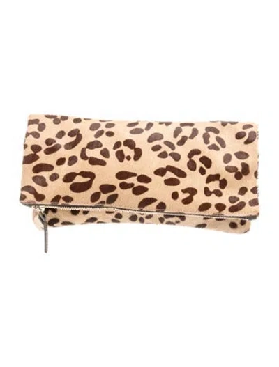 Pre-owned Clare V Ponyhair Clutch In Brown