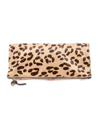 Pre-owned Clare V Ponyhair Clutch In Neutral