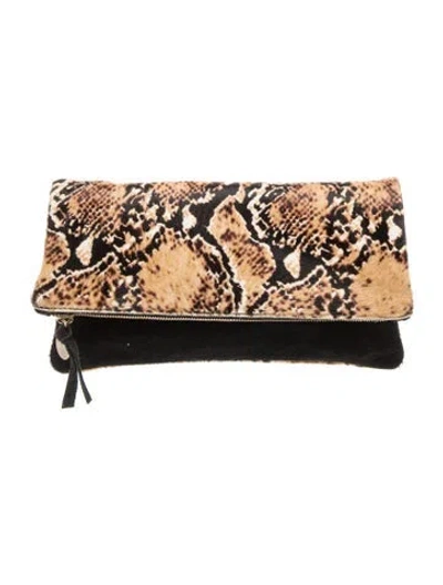Pre-owned Clare V Ponyhair Clutch In Neutrals