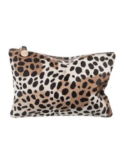 Pre-owned Clare V Ponyhair Cosmetic Bag In Neutral