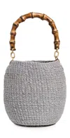 Clare V . Pot De Miel Woven Straw Top Handle Basket Bag In Powder Blue