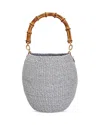Clare V . Pot De Miel Woven Straw Top Handle Basket Bag In Powder Blue