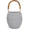 Clare V . Pot De Miel Woven Straw Top Handle Basket Bag In Powder Blue