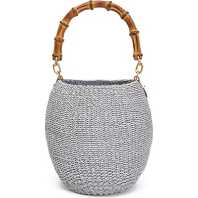 Clare V . Pot De Miel Woven Straw Top Handle Basket Bag In Powder Blue