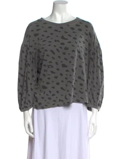 Pre-owned Clare V Printed Bateau Neckline Blouse In Gray