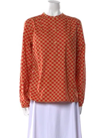 Pre-owned Clare V Printed Crew Neck Blouse