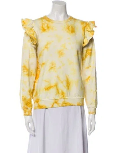Pre-owned Clare V Printed Crew Neck Blouse In Yellow