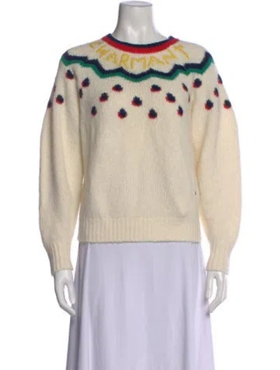 Pre-owned Clare V Printed Crew Neck Sweater In Neutral