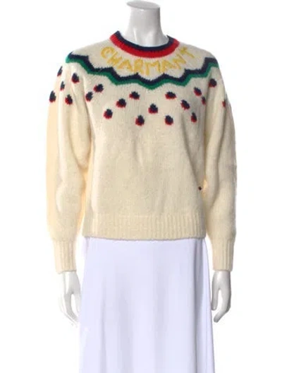 Pre-owned Clare V Printed Crew Neck Sweater W/ Tags In Neutral