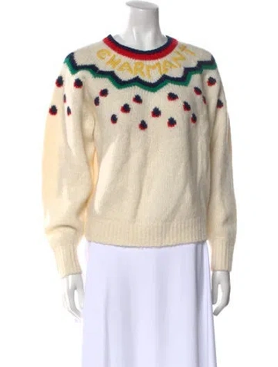 Pre-owned Clare V Printed Crew Neck Sweater W/ Tags In Neutral