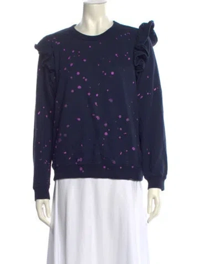 Pre-owned Clare V Printed Crew Neck Sweatshirt In Blue