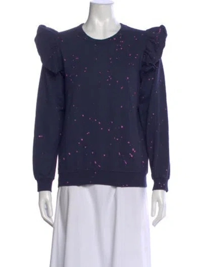 Pre-owned Clare V Printed Crew Neck Sweatshirt In Blue