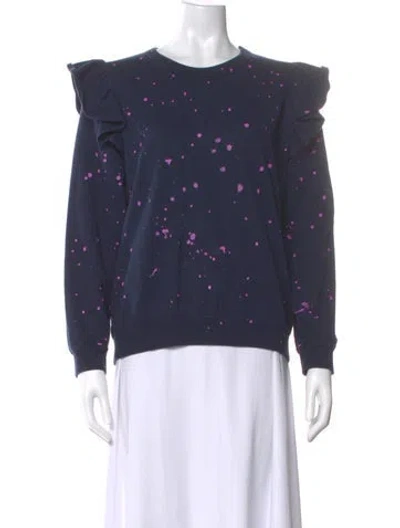 Pre-owned Clare V Printed Crew Neck Sweatshirt In Blue