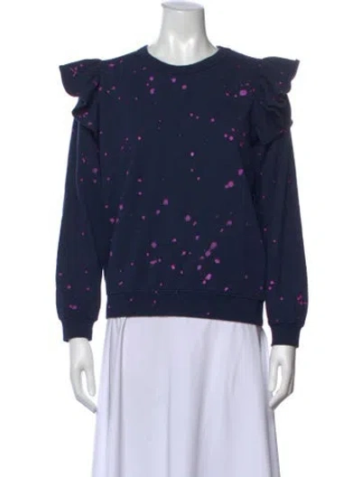 Pre-owned Clare V Printed Crew Neck Sweatshirt In Blue