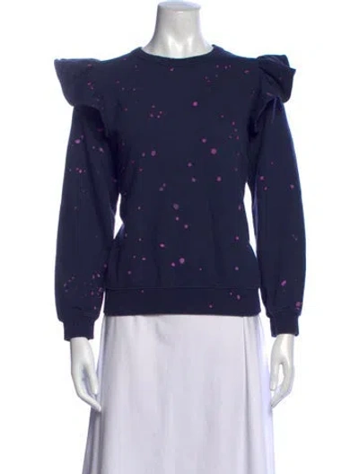 Pre-owned Clare V Printed Crew Neck Sweatshirt In Blue