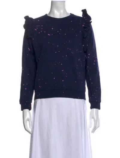 Pre-owned Clare V Printed Crew Neck Sweatshirt In Blue
