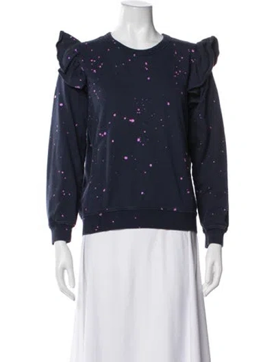Pre-owned Clare V Printed Crew Neck Sweatshirt In Blue