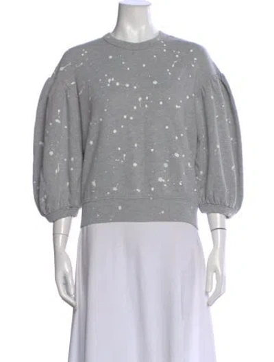 Pre-owned Clare V Printed Crew Neck Sweatshirt In Gray