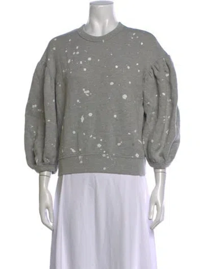 Pre-owned Clare V Printed Crew Neck Sweatshirt In Grey