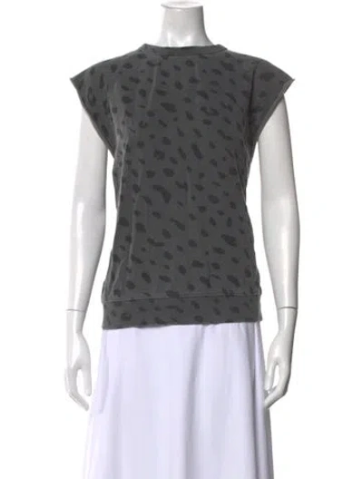 Pre-owned Clare V Printed Crew Neck Top In Gray
