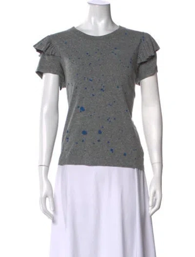 Pre-owned Clare V Printed Crew Neck T-shirt In Blue/grey