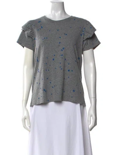 Pre-owned Clare V Printed Crew Neck T-shirt In Grey