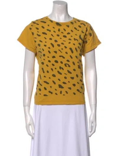 Pre-owned Clare V Printed Crew Neck T-shirt In Yellow