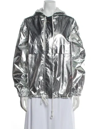 Pre-owned Clare V Printed Evening Jacket W/ Tags In Silver