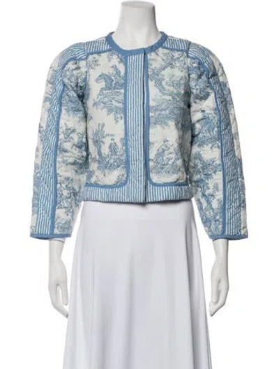 Pre-owned Clare V Printed Jacket In Blue