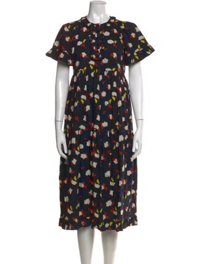 Pre-owned Clare V Printed Midi Length Dress In Black