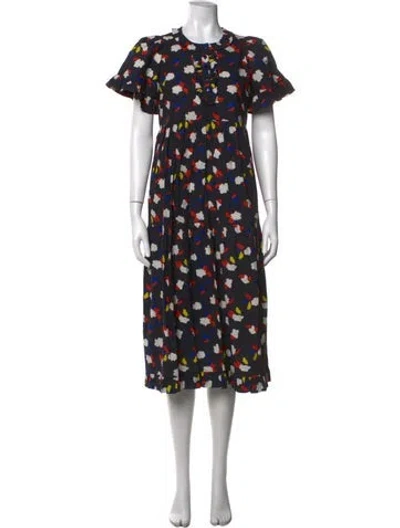 Pre-owned Clare V Printed Midi Length Dress In Black