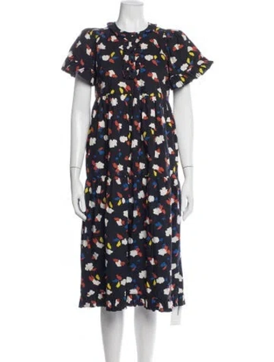 Pre-owned Clare V Printed Midi Length Dress In Black