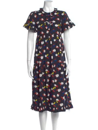 Pre-owned Clare V Printed Midi Length Dress In Blue