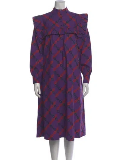 Pre-owned Clare V Printed Midi Length Dress In Purple