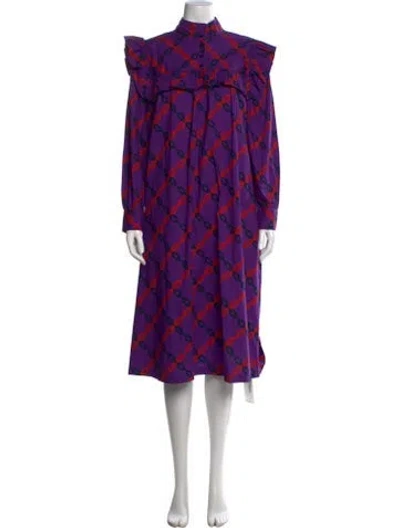 Pre-owned Clare V Printed Midi Length Dress In Purple