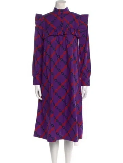 Pre-owned Clare V Printed Midi Length Dress W/ Tags In Purple